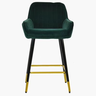 Hamilton Bar Stool Emerald Green Velvet & Black \ Gold Leg