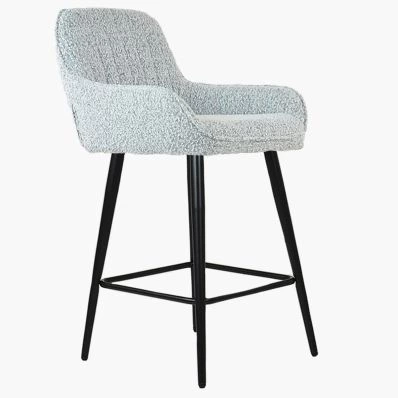 Hamilton Bar Stool Grey Boucle Fabric & Black Leg