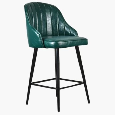 Hanna Bar Stool Bottle Green Leather & Black Leg