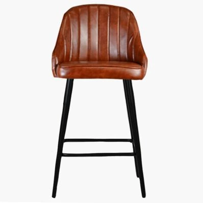 Hanna Bar Stool Tan Brown Leather & Black Leg