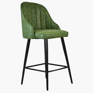Hanna Bar Stool Vintage Green Leather & Black Leg