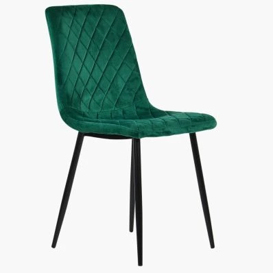 Hart Dining Chair Green Velvet & Black Legs