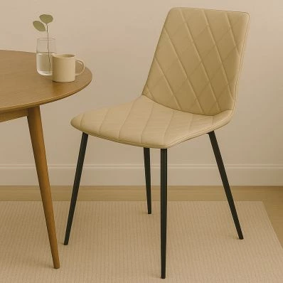 Hart Dining Chair Taupe Faux Leather & Black Legs