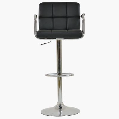 Havana Bar Stool Black Leather & Chrome Base