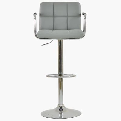 Havana Bar Stool Grey Leather & Chrome Base