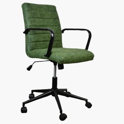 Heather Office Chair Vintage Green Faux Leather & Black