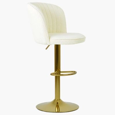 Havana Bar Stool Cream Boucle Fabric & Gold Base