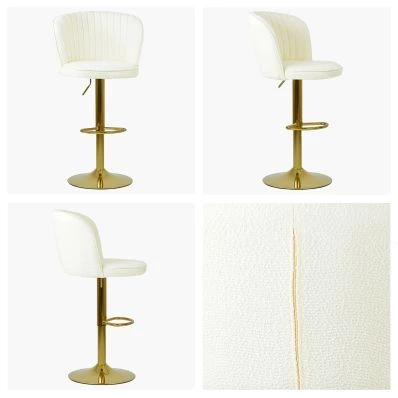 Heather Bar Stool Cream Boucle Fabric & Gold Base