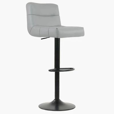 Hermes Bar Stool Grey Leather & Black Base