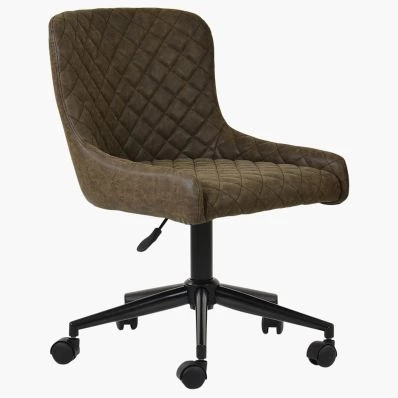 Heron Office Chair Antique Brown Faux Leather & Black
