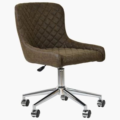Heron Office Chair Antique Brown Faux Leather & Chrome