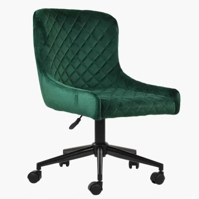 Heron Office Chair Green Velvet & Black