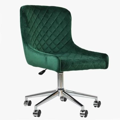 Heron Office Chair Green Velvet & Chrome