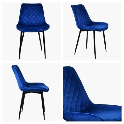 Hogan Dining Chair Blue Velvet & Black Legs