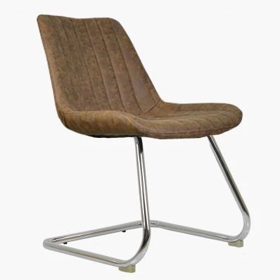 Holly Dining Chair Antique Brown Faux Leather & Chrome Leg