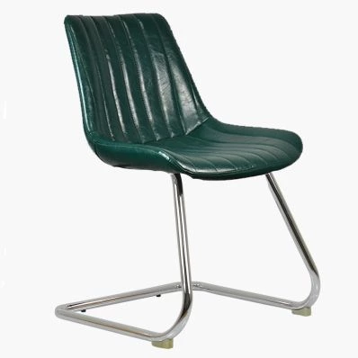 Juno Office Chair Bottle Green Faux Leather & Chrome Base