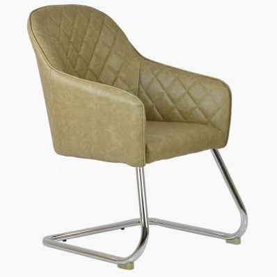 Vido Office Chair Cream Faux Leather & Chrome Base