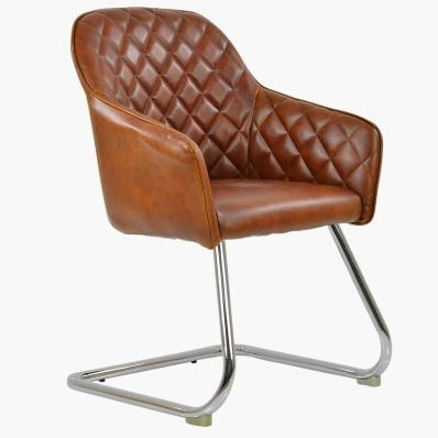 Vido Office Chair Vintage Brown Faux Leather & Chrome Base