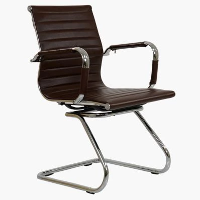 Howden Office Chair Vintage Tan Brown Faux Leather & Chrome Base