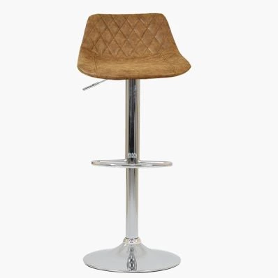 Hudson Bar Stool Antique Brown Leather & Chrome Base