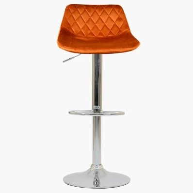Hudson Bar Stool Burnt Orange Velvet & Chrome Base
