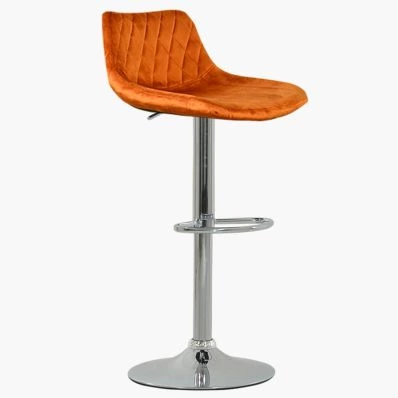 Hudson Bar Stool Burnt Orange Velvet & Chrome Base