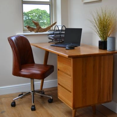 Oblek Office Chair Vintage Brown Faux Leather & Chrome