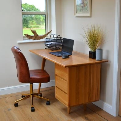 Blaydon Office Chair Vintage Brown Faux Leather & Gold