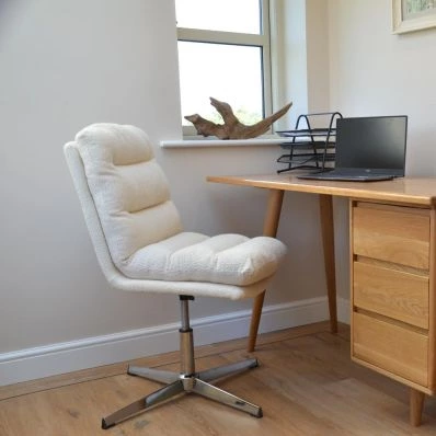 Cowper Office Chair Cream Boucle Fabric & Chrome