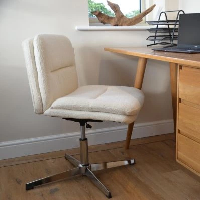 Rosso Office Chair Cream Boucle Fabric & Chrome