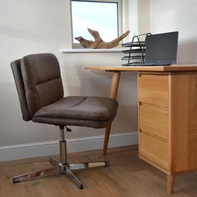 Rosso Office Chair Antique Brown Faux Leather & Chrome