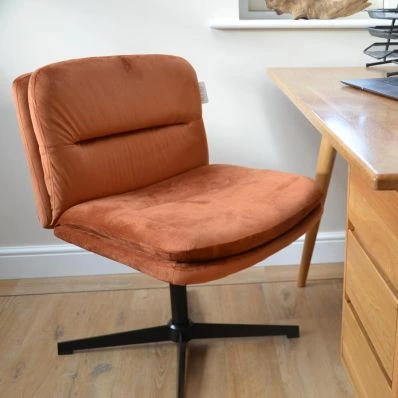 Rosso Office Chair Burnt Orange Velvet & Black