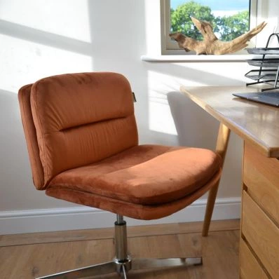 Rosso Office Chair Burnt Orange Velvet & Chrome