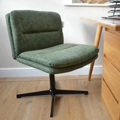 Rosso Office Chair Vintage Green Faux Leather & Black