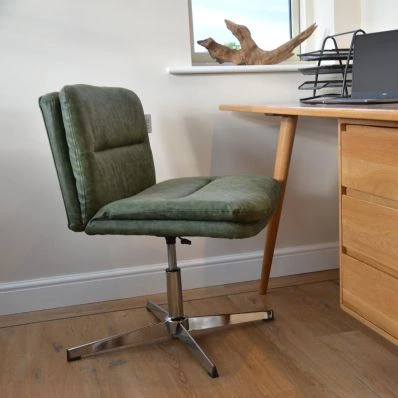 Rosso Office Chair Vintage Green Faux Leather & Chrome