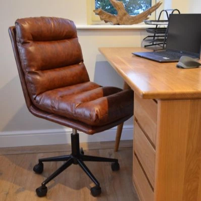 Strada Office Chair Vintage Brown Faux Leather & Black