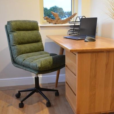 Strada Office Chair Vintage Green Faux Leather & Black