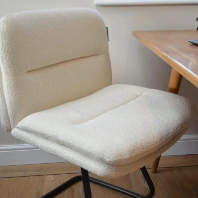 Okano Office Chair Cream Boucle Fabric & Black
