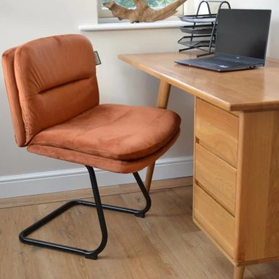 Okano Office Chair Burnt Orange Velvet & Black