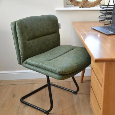 Okano Office Chair Vintage Green Faux Leather & Black