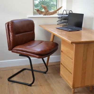 Okano Office Chair Vintage Brown Faux Leather & Black
