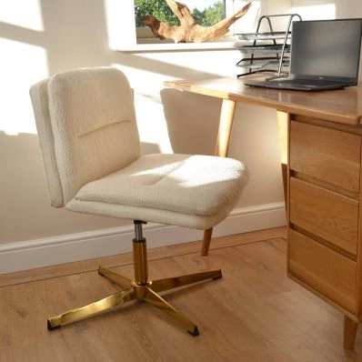 Rosso Office Chair Cream Boucle Fabric & Gold