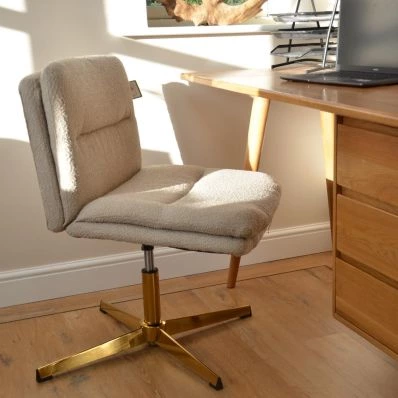Rosso Office Chair Grey Boucle Fabric & Gold
