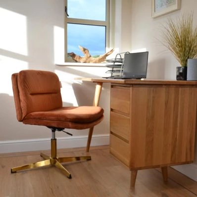 Rosso Office Chair Burnt Orange Velvet & Gold