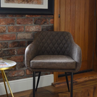 Langham Dining Chair Antique Brown Black Leg