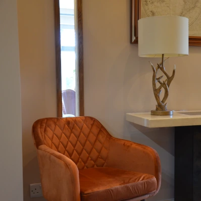 Langham Dining Chair Burnt Orange Velvet Gold Leg
