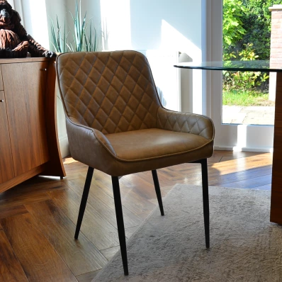 Opus Side Cream Leather Dining Chair with Black Leg