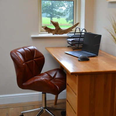 Peris Office Chair Vintage Brown Faux Leather & Chrome