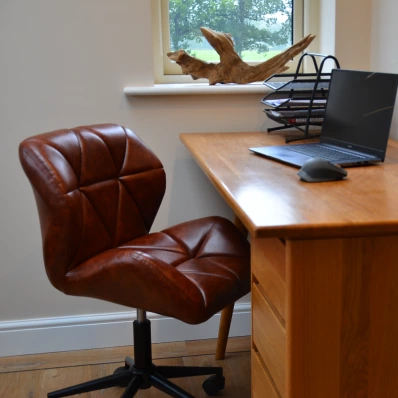 Barnes Office Chair Vintage Brown Faux Leather & Black