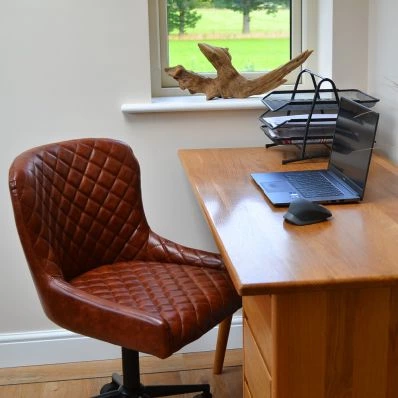 Heron Office Chair Vintage Brown Faux Leather & Black
